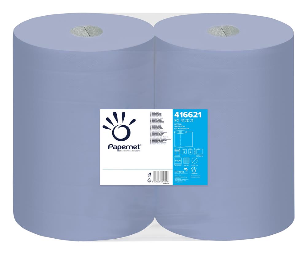 Papernet 416621 Putztuchrolle Industrie 2-lagig ca 36 x38cm 1'000 Blatt blau